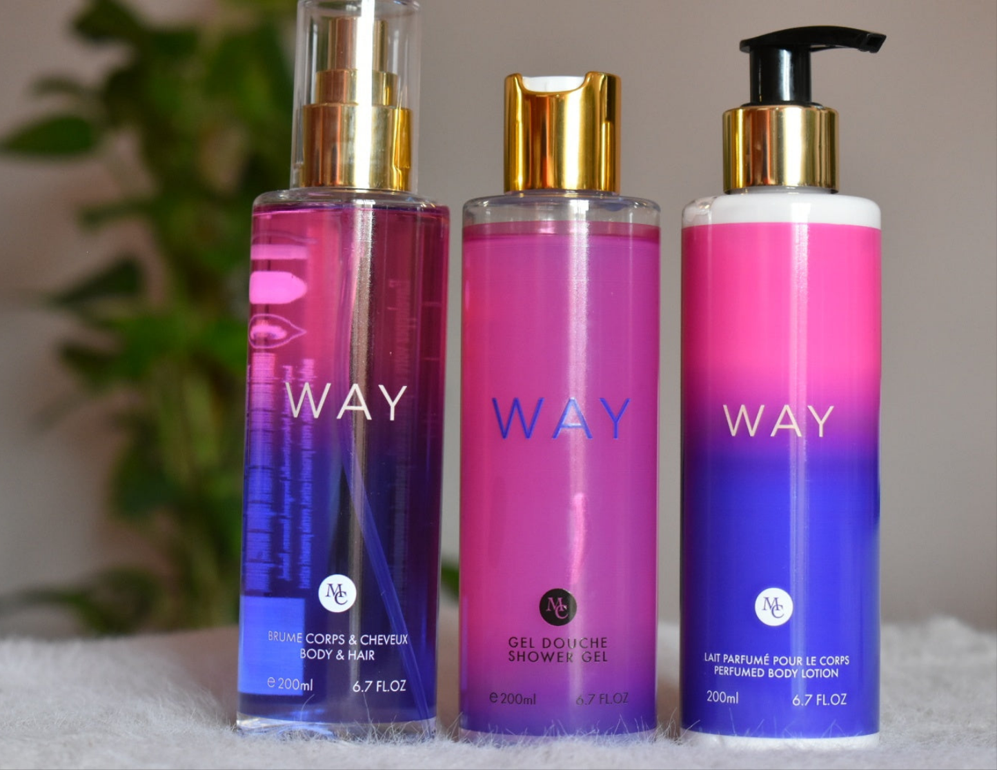 Trio: Brume + Gel douche + Lait pour le corps _ Way