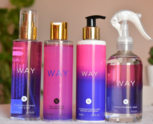 Coffret #4 : Brume + Gel douche + Lait pour le corps + spray d'ambiance _ Way