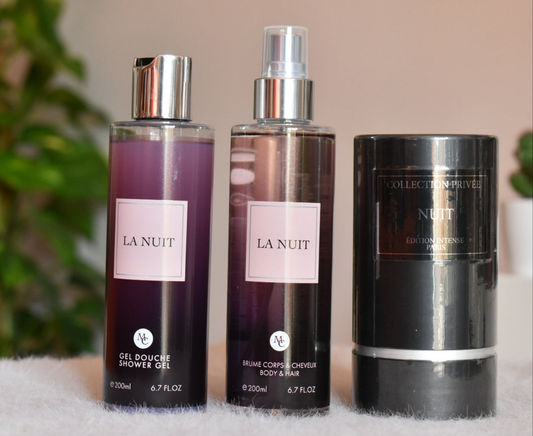 Trio: Parfum + Gel douche+ Brume _ La nuit